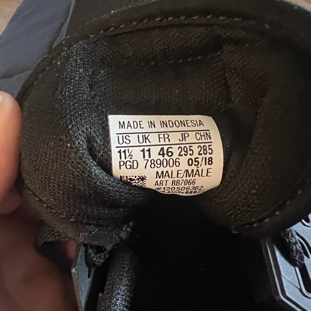 Brand new! Worn one time! Adidas black men’s sneakers with white stripes - Picture 2 of 6